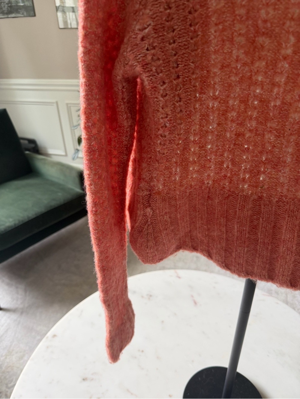Y2K bebe Coral Shrug Bolero Cardigan Shawl Collar Pointelle Knit Fuzzy Cropped - Picture 4 of 7